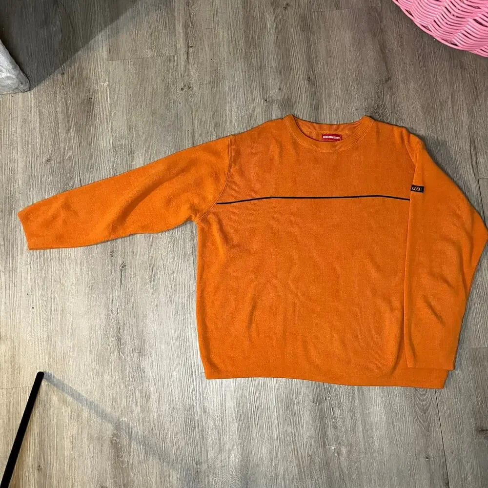 Vintage Men's 90's‎ Y2K Orange Union Bay Pullover Crewneck Knit Sweater Baggy L